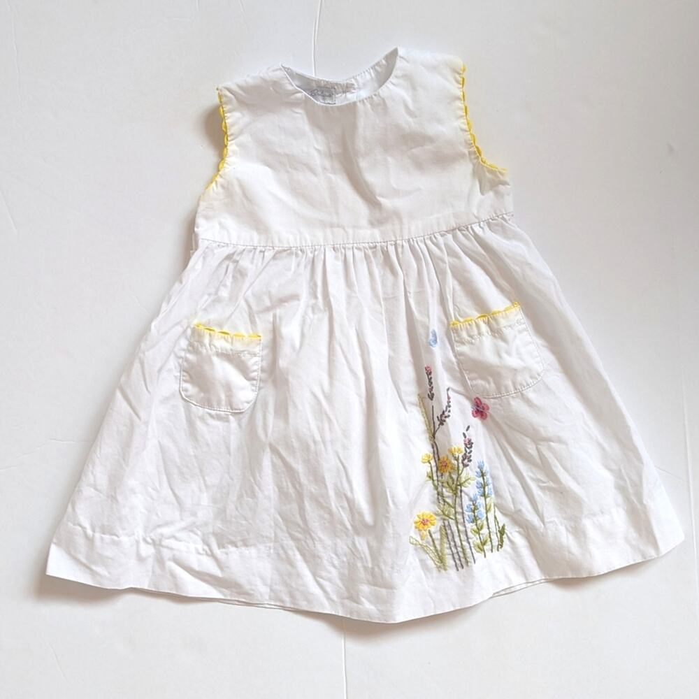 Carriage Boutique Dress Baby Girls Sz 12m White Embroidered Cottage Core
